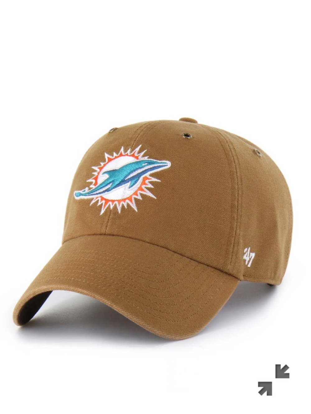 NWOT! Miami Dolphins Carhartt x 47 Clean Up Hat Duck Cloth Brown NEW!